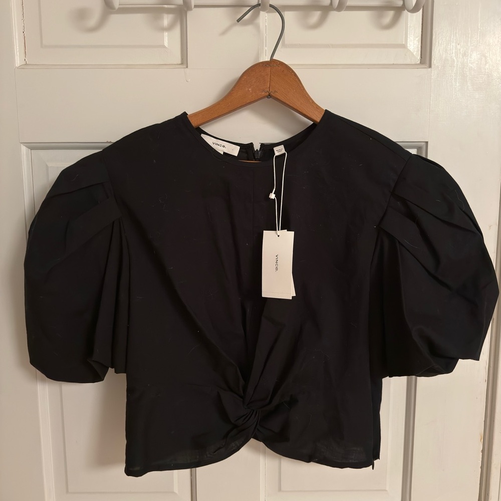 NWT Vince Black Puff Sleeve Top
